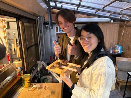 Making Gohei mochi with Aburae